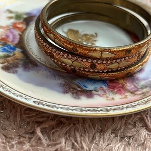 Set of 3 bangles - gold glittery